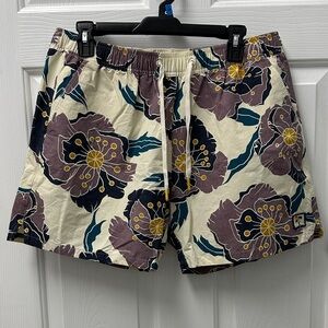 Floral Drawstring Swim Trunks